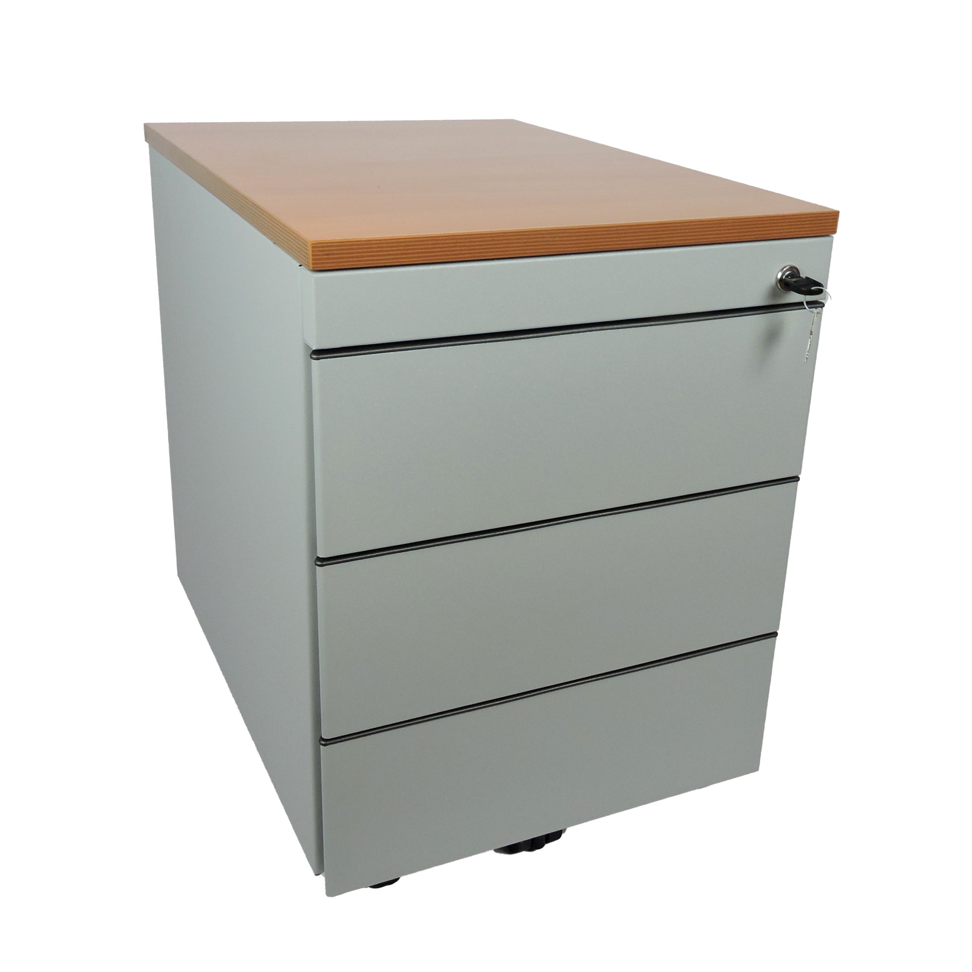 Główna galeria - Kontenerek mobilny, metalowy Klea 333 szary błyszczący z ozdobnym blatem (10)