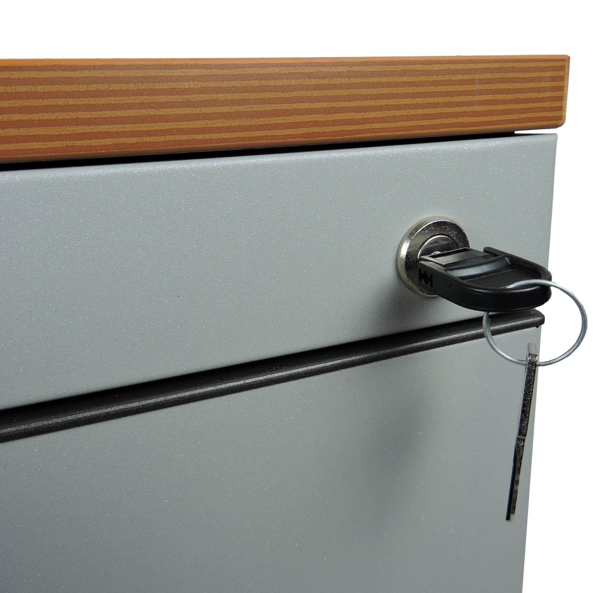 Główna galeria - Kontenerek mobilny, metalowy Klea 333 szary błyszczący z ozdobnym blatem (11)