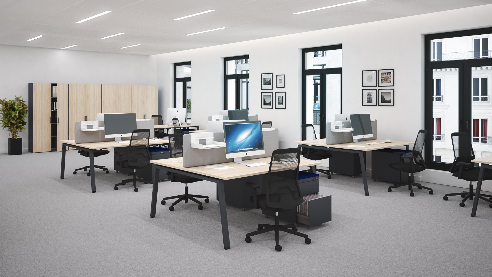 Główna galeria - Biurko Conecto Workbench podwójne 1600 x 1600 x 740mm (szer x gł x wys) (7)