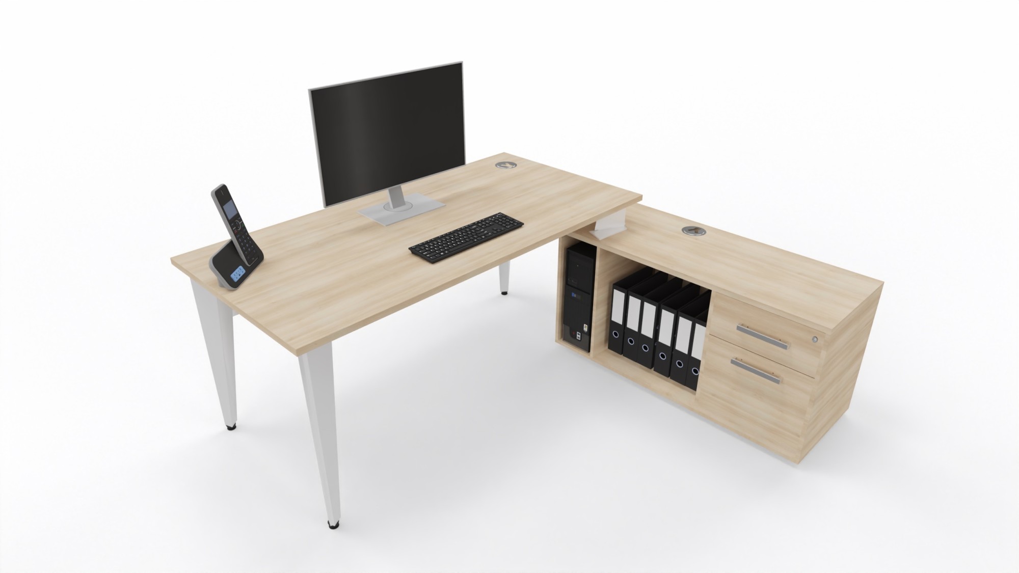 Biurko dyrektorskie 1600x800x740cm Origami (szer x gł x wys)z pomocnikiem prawe akacja