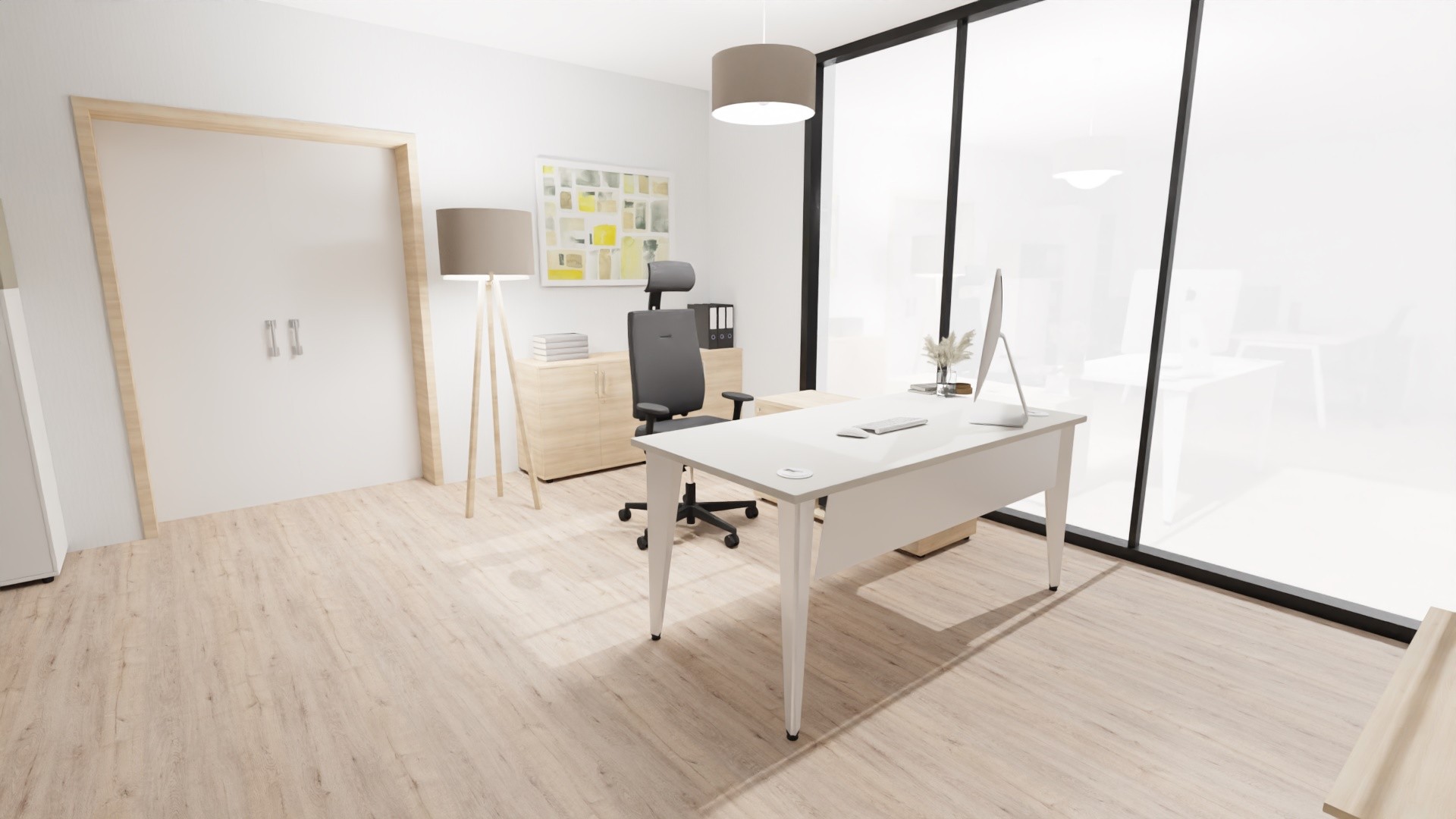 Główna galeria - Biurko dyrektorskie 1600x800x740cm Origami (szer x gł x wys)z pomocnikiem prawe akacja (7)