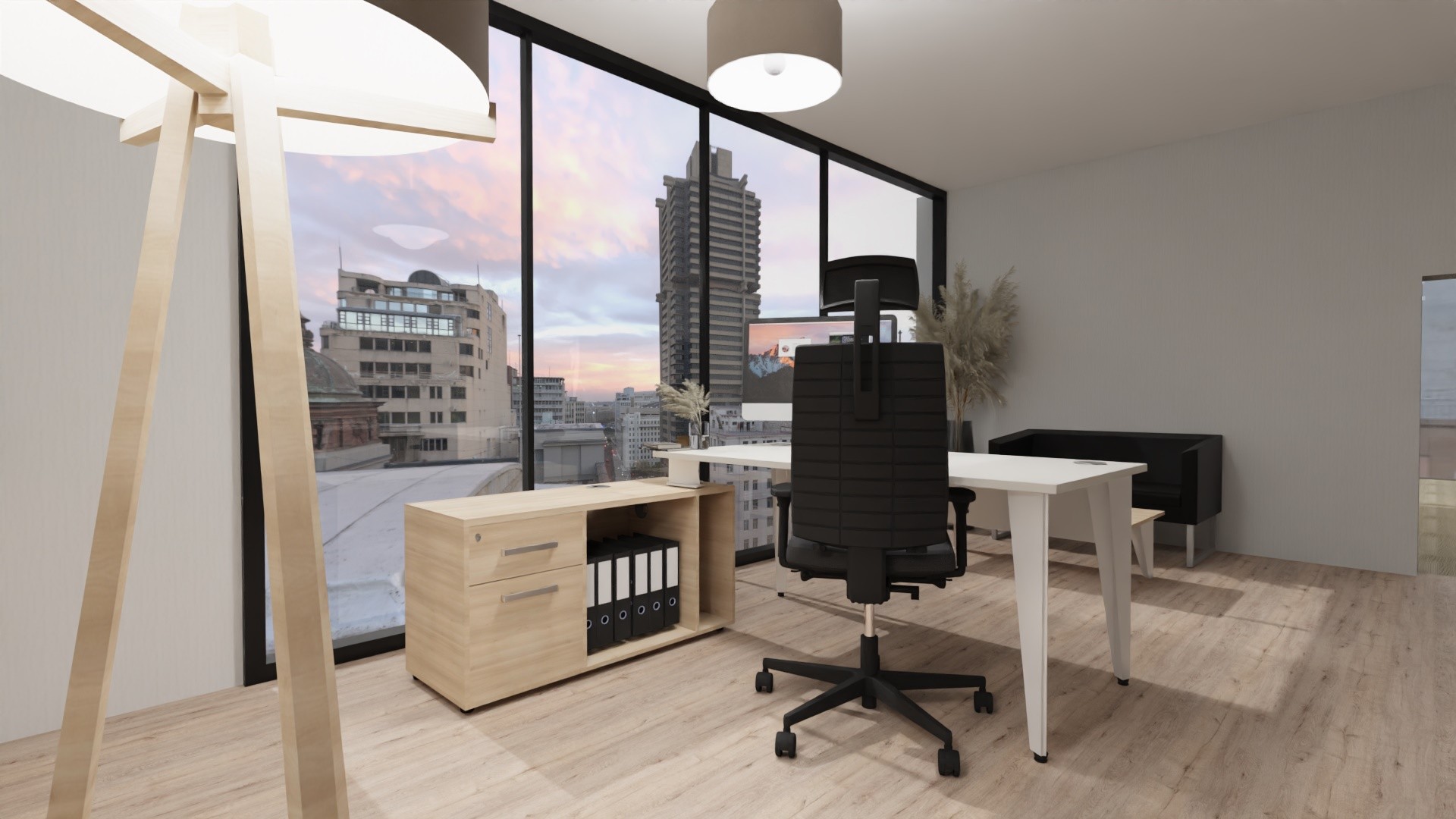 Główna galeria - Biurko dyrektorskie 1600x800x740cm Origami (szer x gł x wys)z pomocnikiem prawe akacja (9)