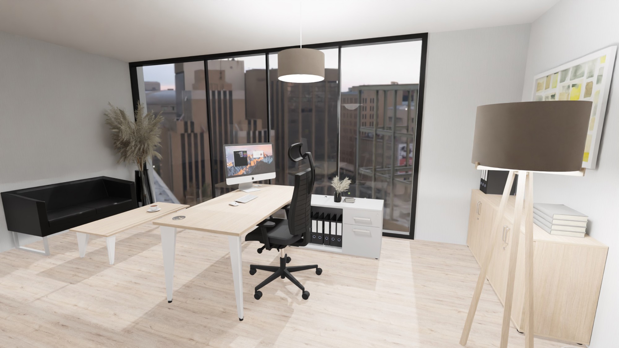 Główna galeria - Biurko dyrektorskie 1600x800x740cm Origami (szer x gł x wys)z pomocnikiem prawe akacja (10)