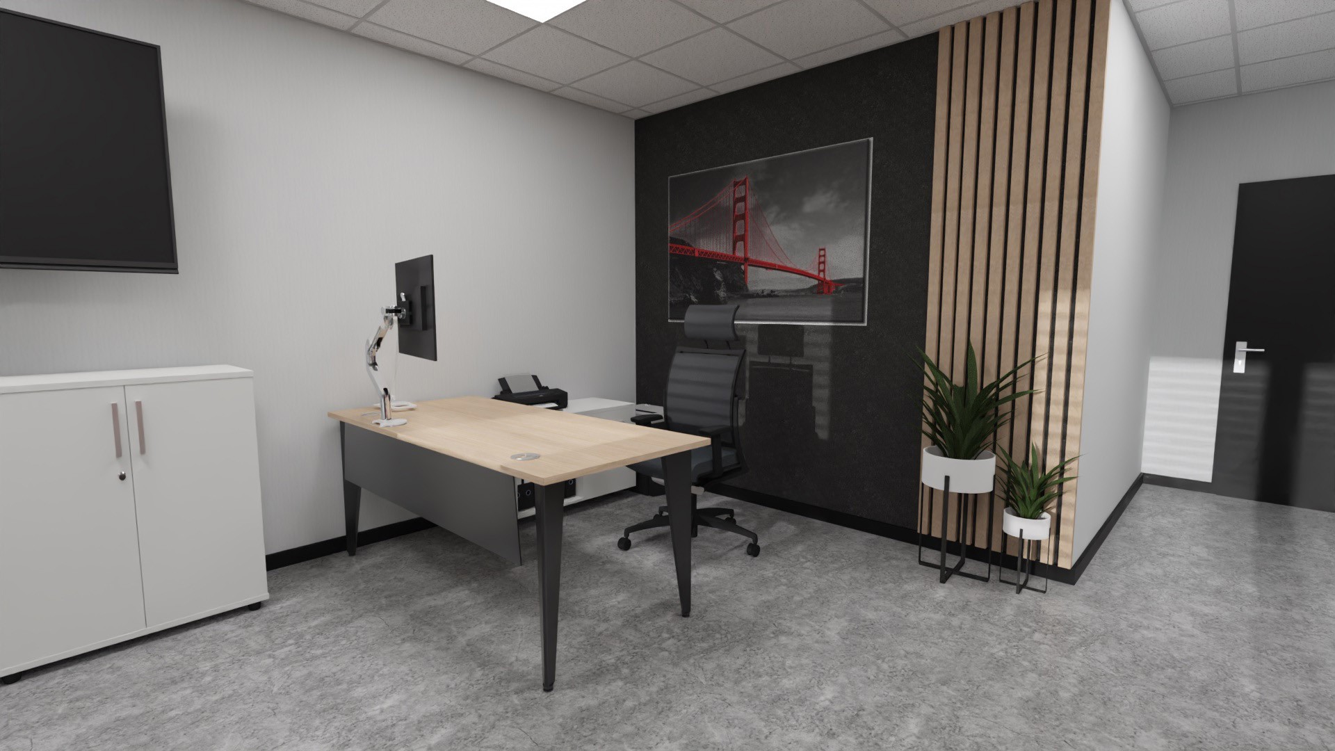 Główna galeria - Biurko dyrektorskie 1600x800x740cm Origami (szer x gł x wys)z pomocnikiem prawe szary i akacja (8)