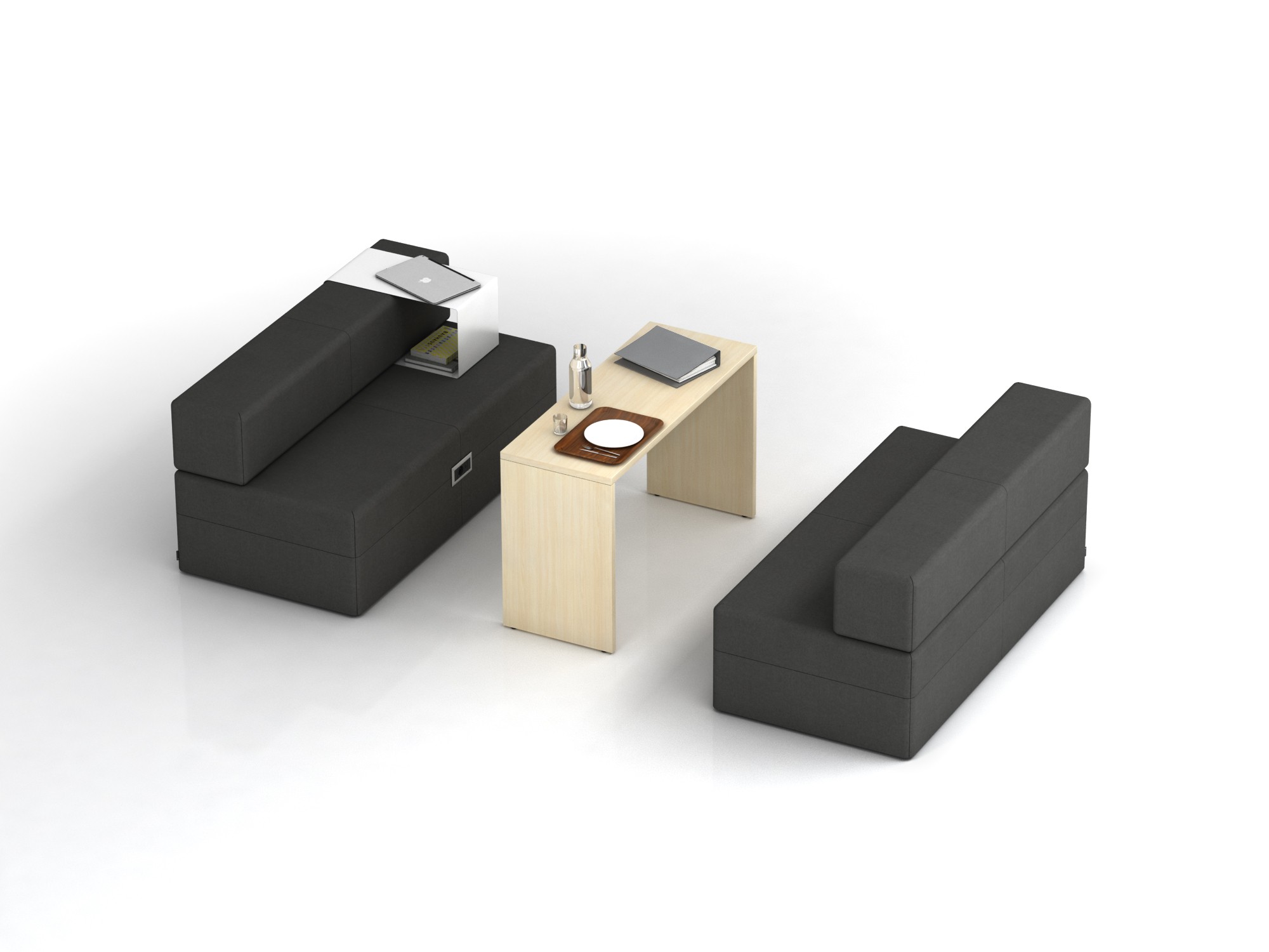 Kanapa z oparciem prostym 800x800mm z serii Softwork kolor melange szary