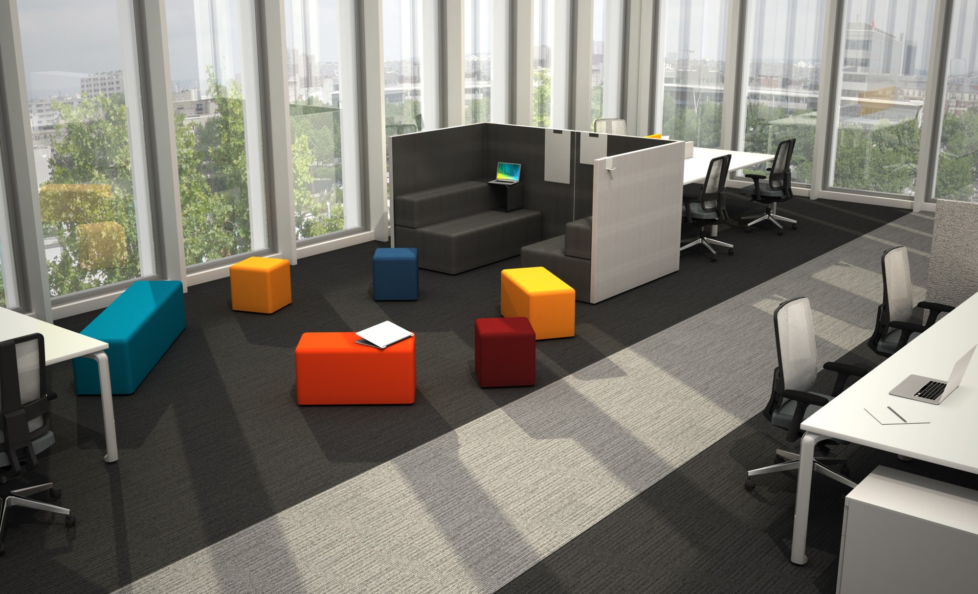 Główna galeria - Kanapa z oparciem ukośnym 1600x800mm z serii Softwork kolor melange szary (6)