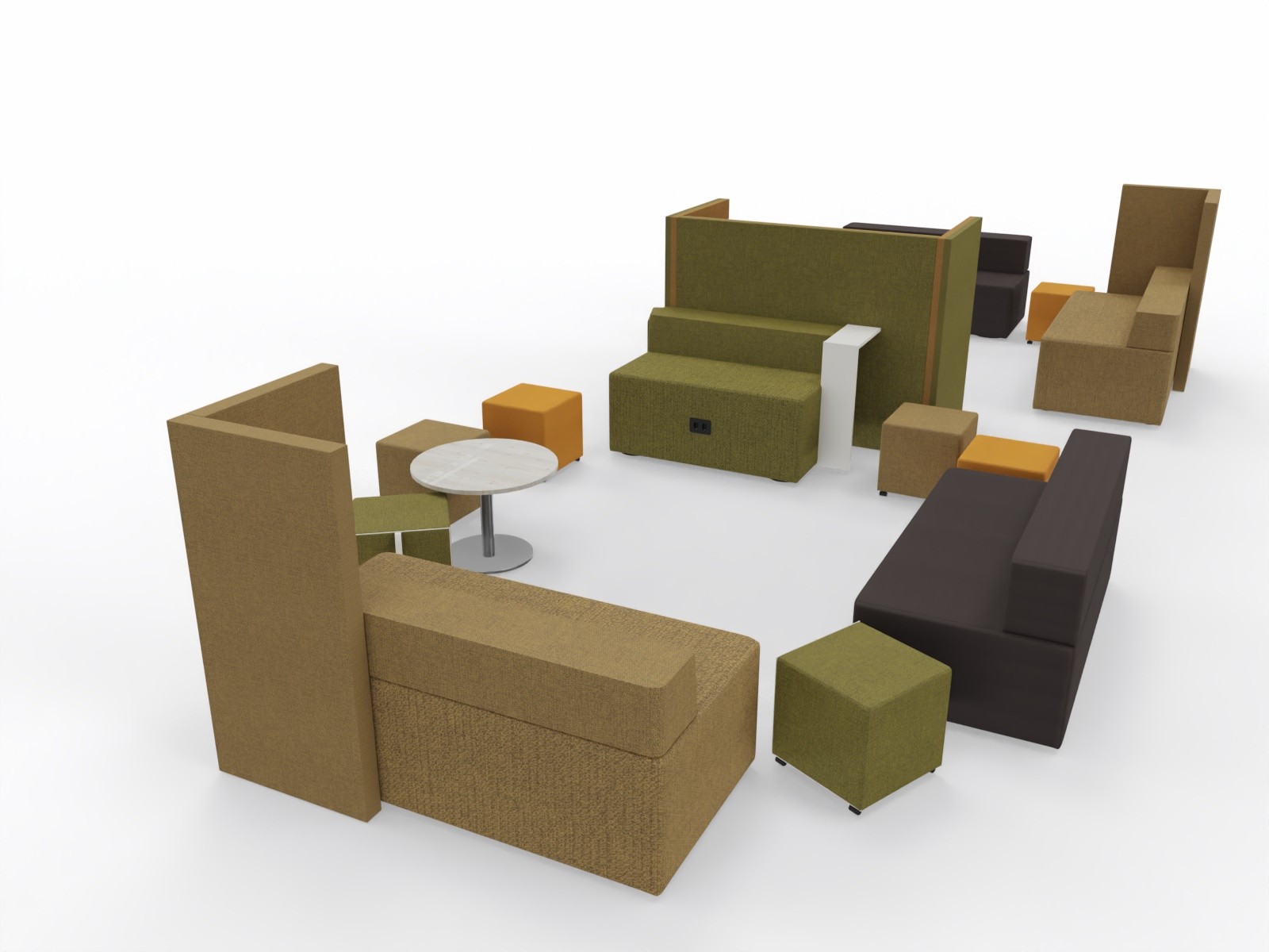 Główna galeria - Kanapa z oparciem ukośnym 1200x800mm z serii Softwork kolor melange ciemnozielony z mediaportem (3)