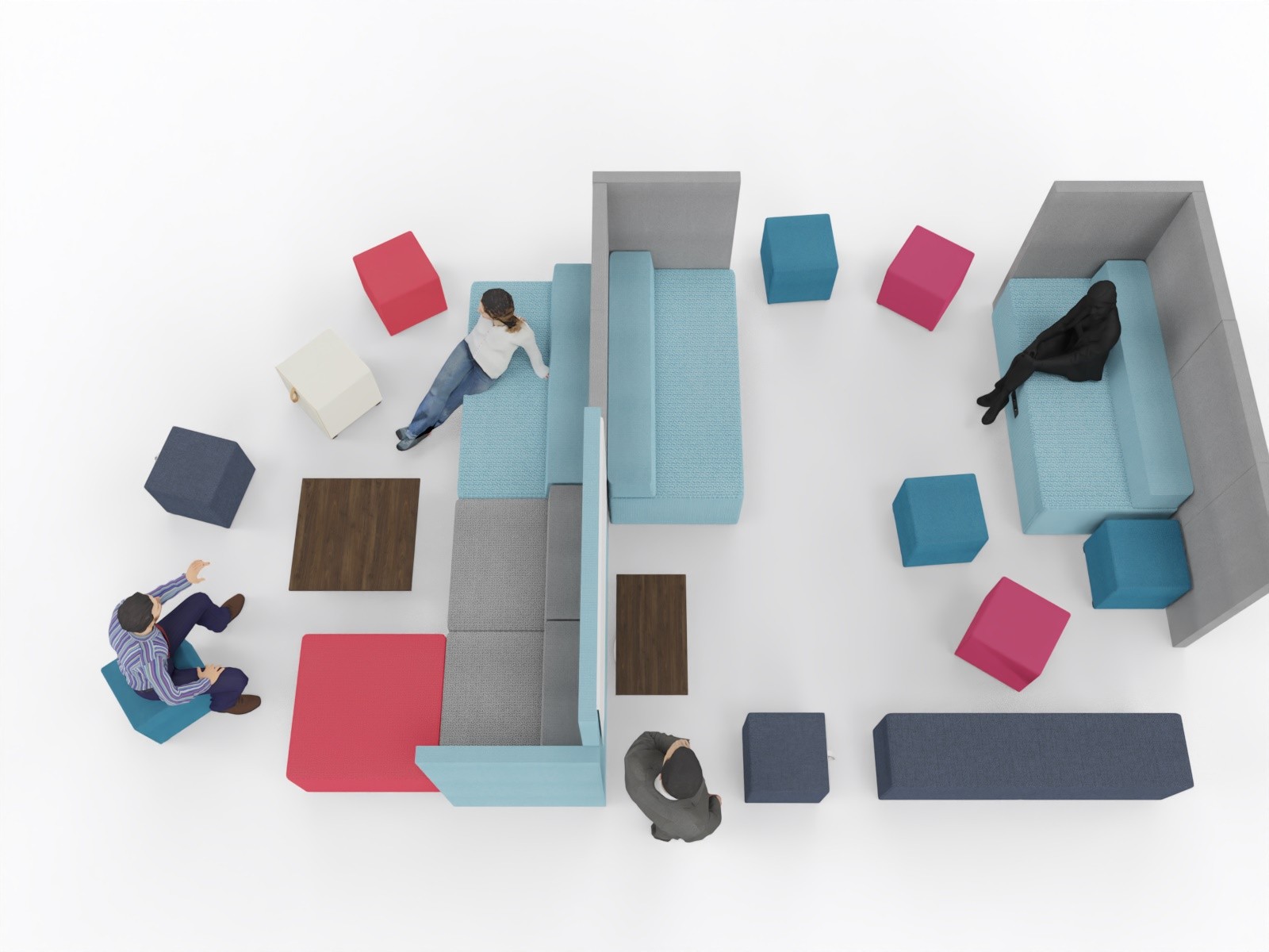 Główna galeria - Kanapa z oparciem ukośnym 1500x800mm z serii Softwork kolor niebieski z mediaportem (5)