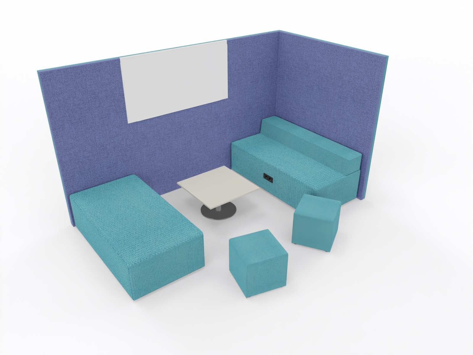 Główna galeria - Ławka 800x800mm bez oparcia z serii Softwork kolor melange turkus (2)