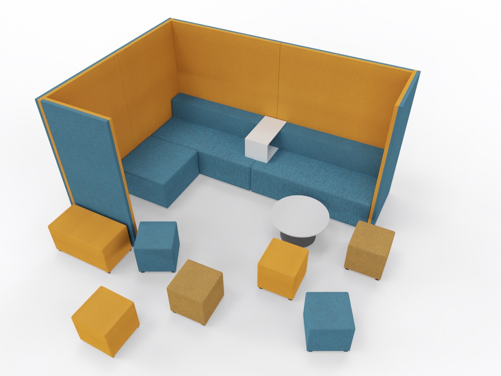 Główna galeria - Ławka 800x800mm bez oparcia z serii Softwork kolor melange turkus (4)