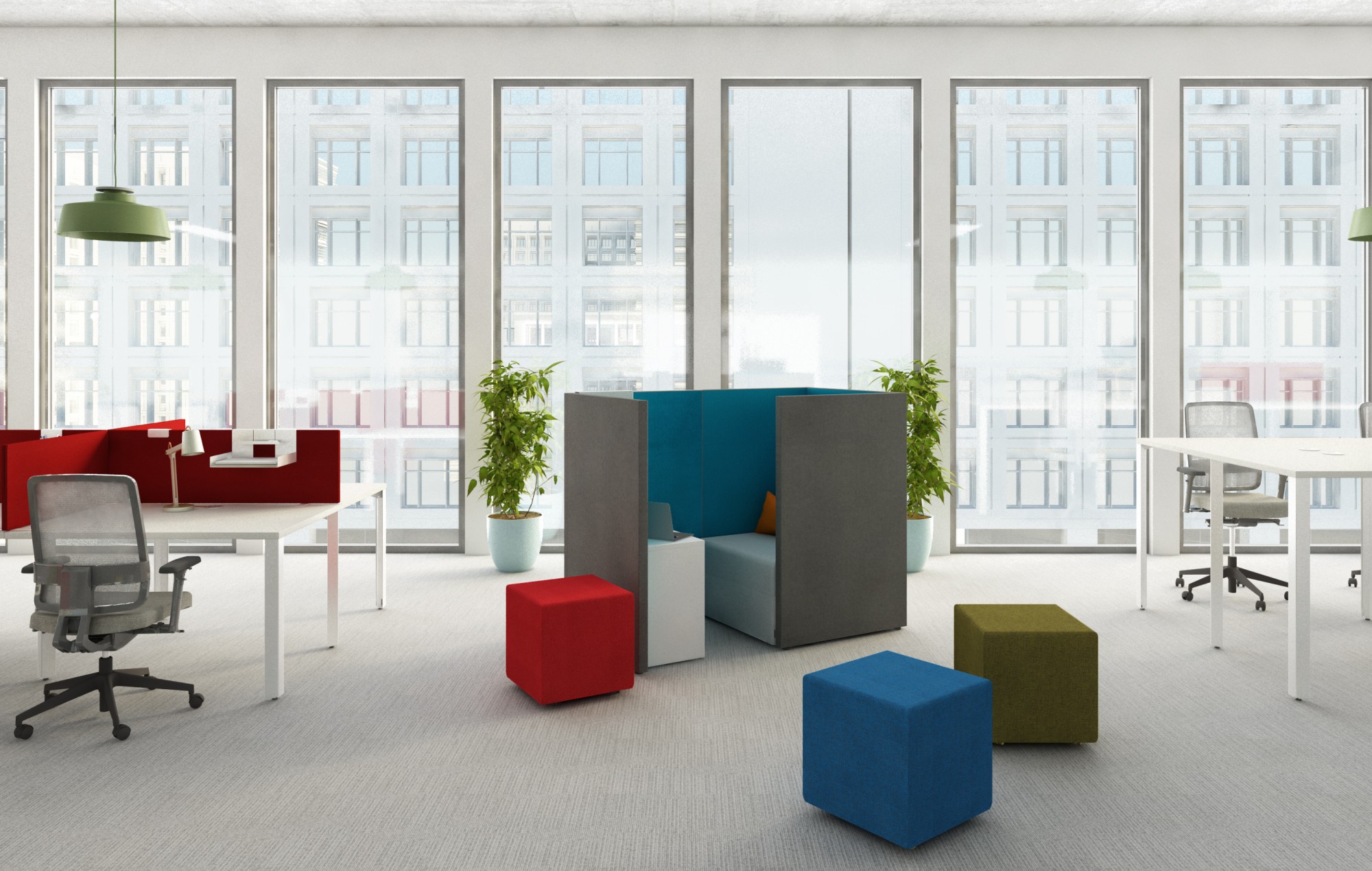 Kanapa z oparciem ukośnym 1500x800mm z serii Softwork kolor turkus