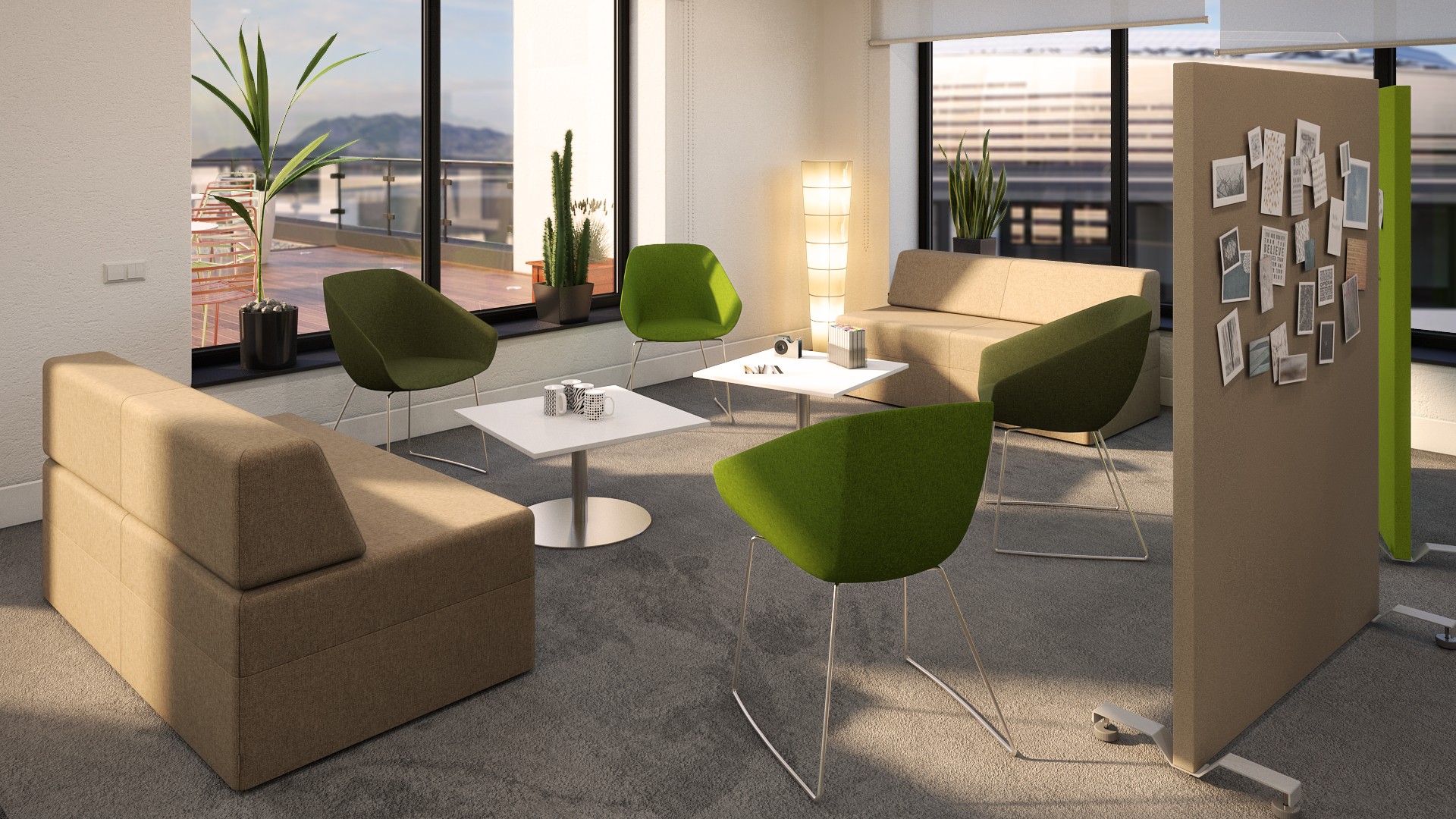 Główna galeria - Ścianka podłogowa Softwork Ekran akustyczny tapicerowany 1300 x 800 x 55 mm, bez podstawy, Tkanina Step szary i cytrynowy (9)