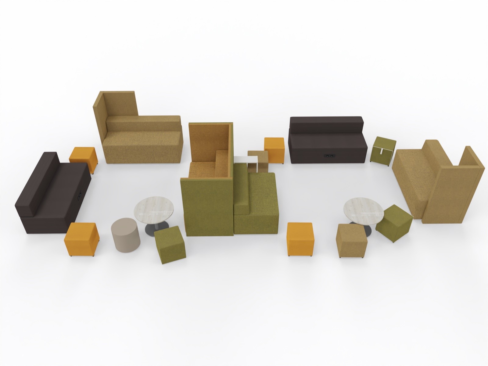 Główna galeria - Ścianka podłogowa Softwork Ekran akustyczny tapicerowany 1300 x 850 x 55 mm, bez podstawy, Tkanina Step / Step melange ochra i ciemnozielony (7)