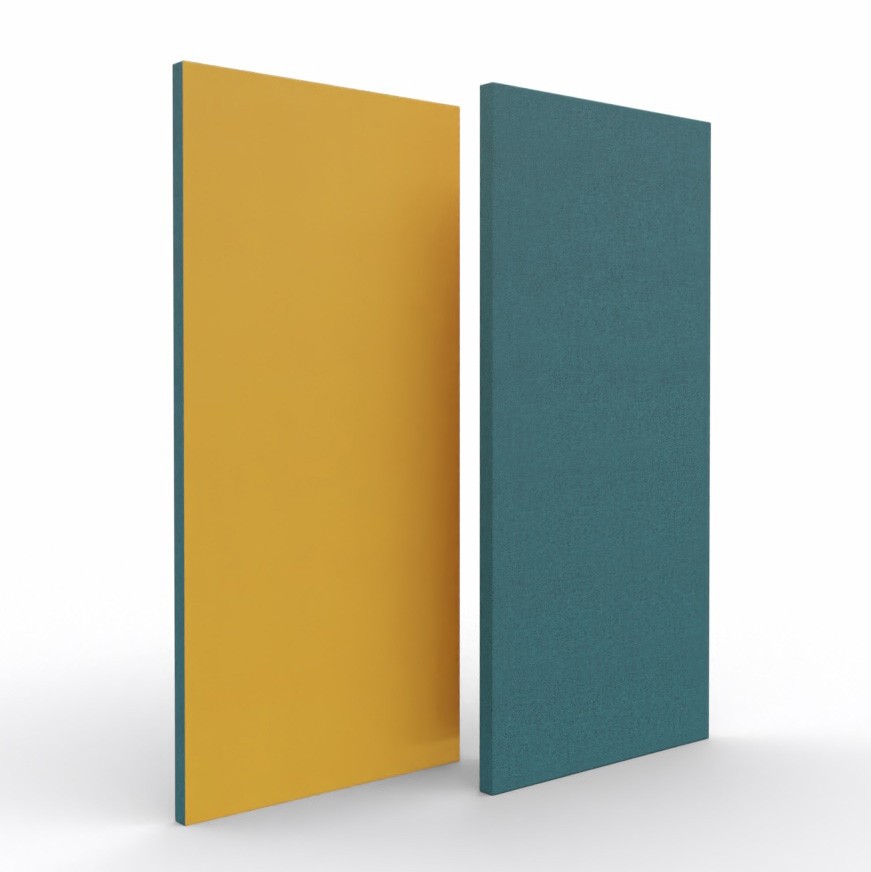 Główna galeria - Ścianka podłogowa Softwork Ekran akustyczny tapicerowany 1300 x 850 x 55 mm, bez podstawy, Tkanina Step melange turkus i ciemnoszary (2)