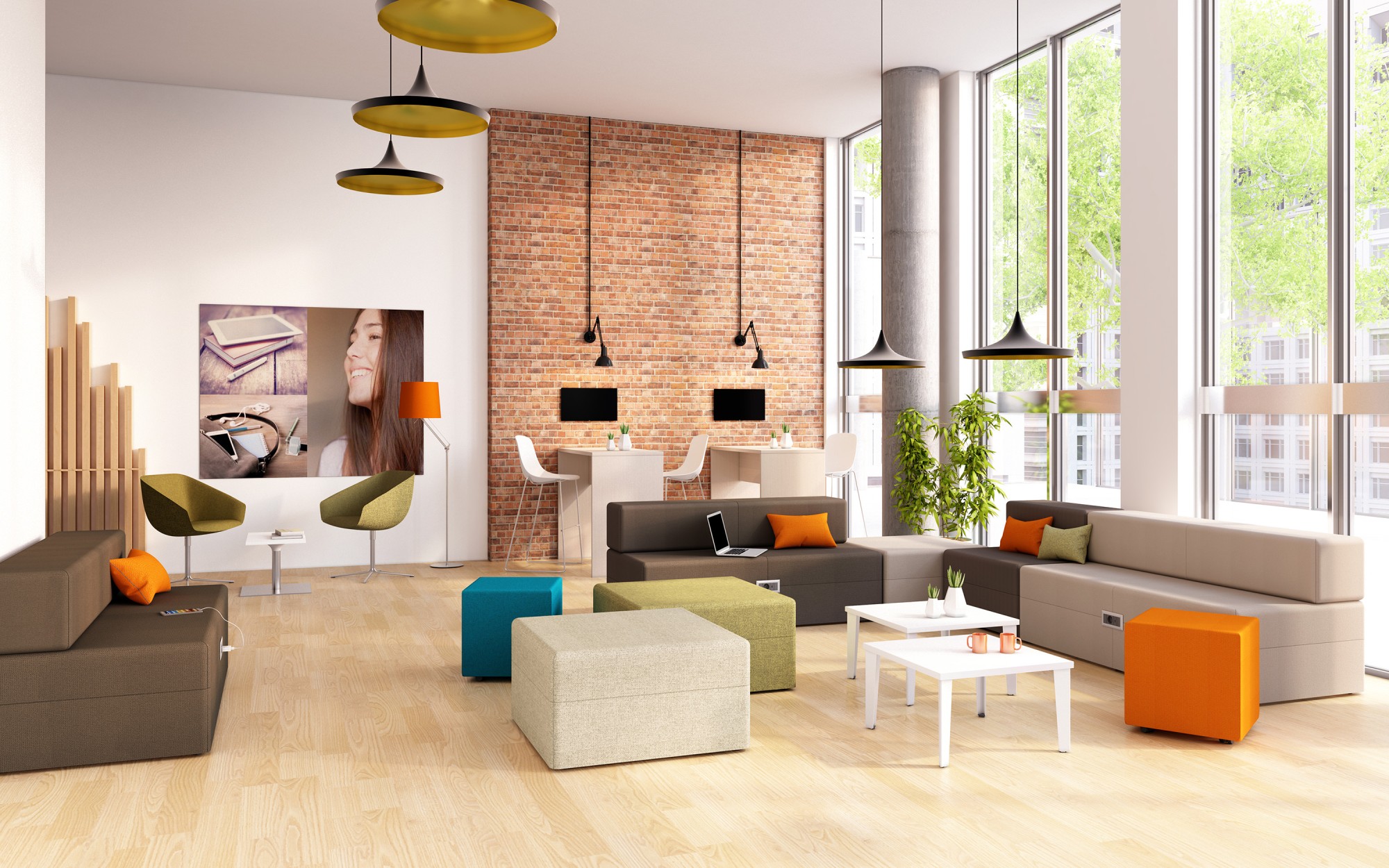 Główna galeria - Ścianka podłogowa Softwork Ekran akustyczny tapicerowany 1800 x 1500 x 55 mm, bez podstawy, Tkanina Step niebieski (7)