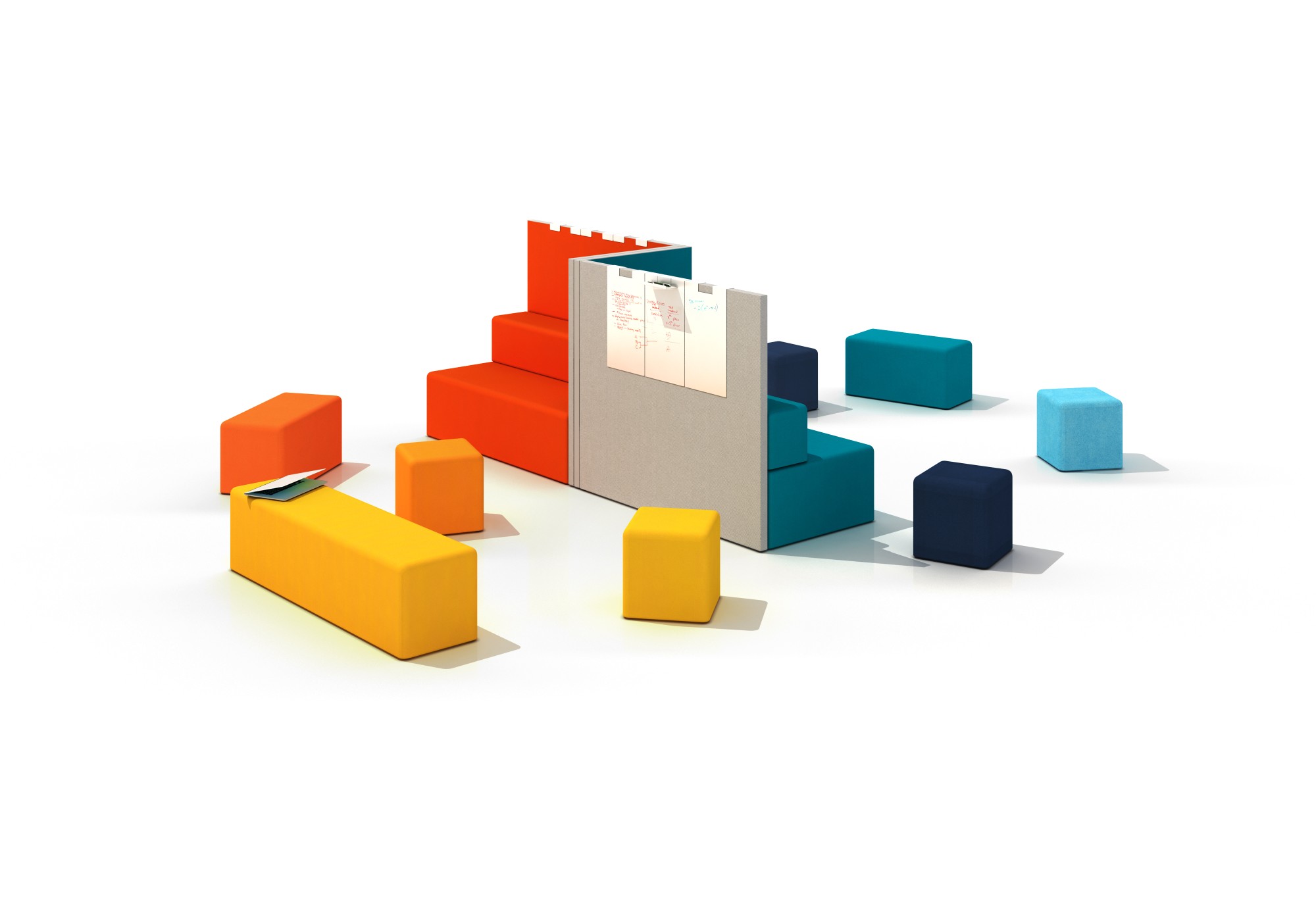 Główna galeria - Ścianka podłogowa Softwork Ekran akustyczny tapicerowany 1800 x 1650 x 55 mm, bez podstawy, Tkanina Step oliwka i kamienny (11)