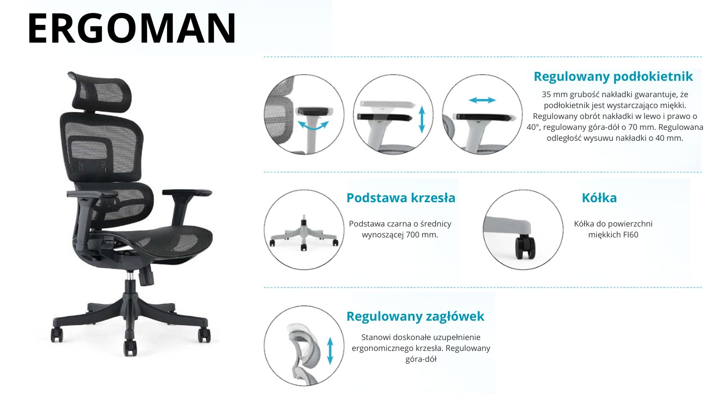 Główna galeria - Ergonomiczny fotel obrotowy ERGOMAN (6)