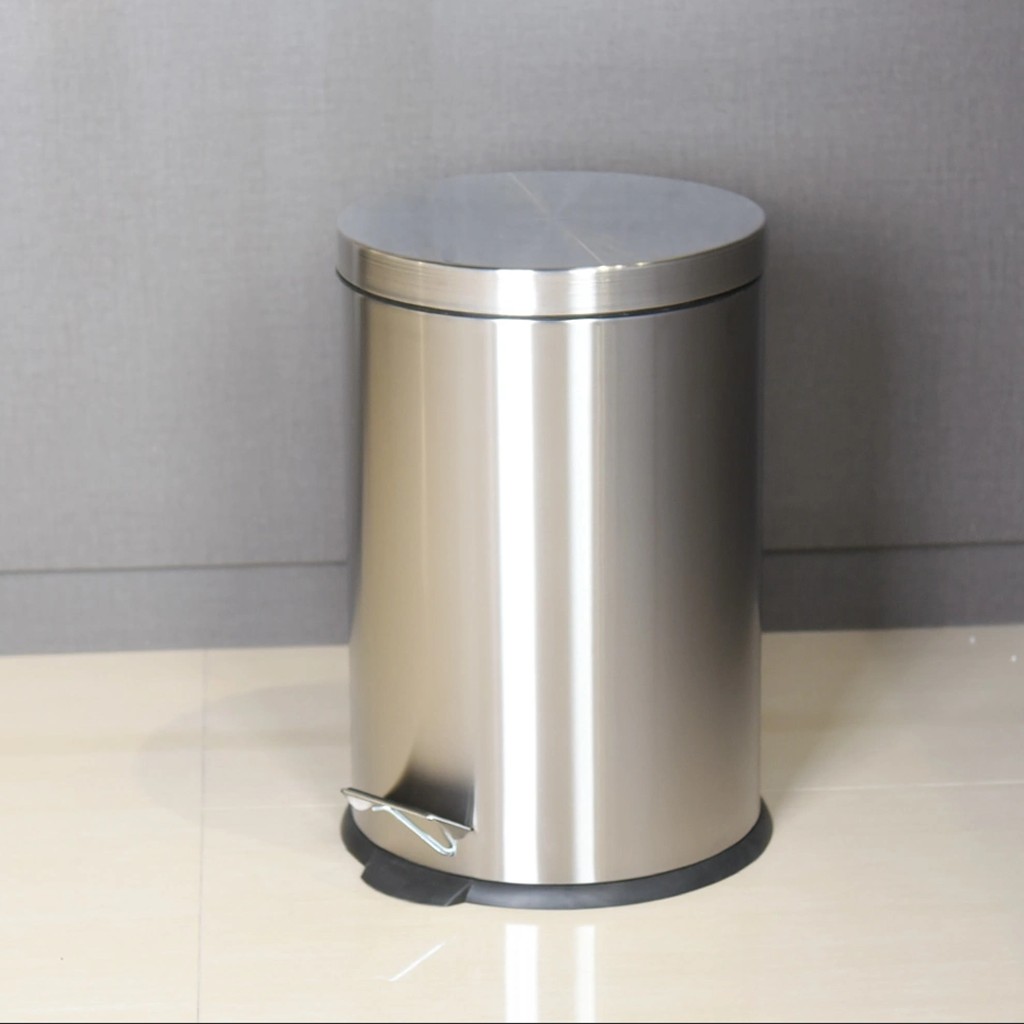 Główna galeria - Kosz na śmieci z cichym domykiem PureStyle 20L okrągły z pedałem STAL SZCZOTKOWANA (8)