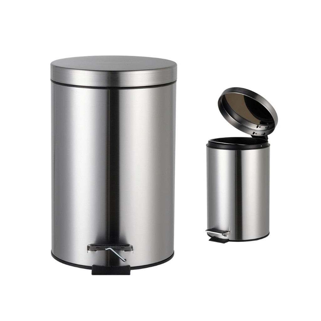Główna galeria - Kosz na śmieci z cichym domykiem PureStyle 12L okrągły z pedałem STAL SZCZOTKOWANA (3)