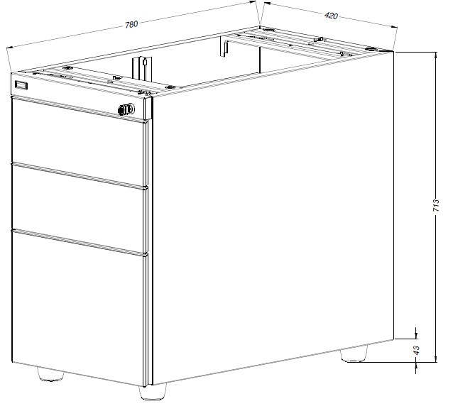 Kontenerek biurowy stacjonarny duży metalowy Klea 3333 biały