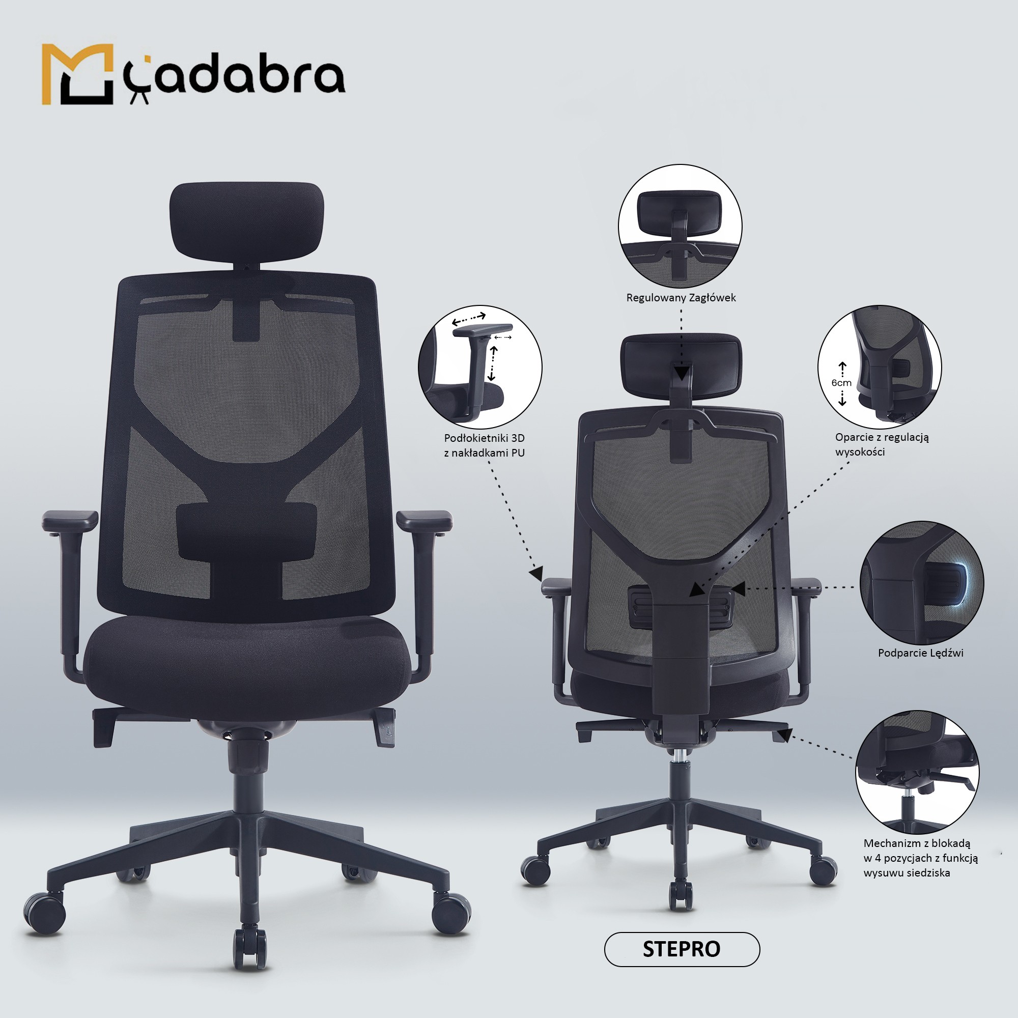 Główna galeria - Ergonomiczny fotel obrotowy STEPRO (7)
