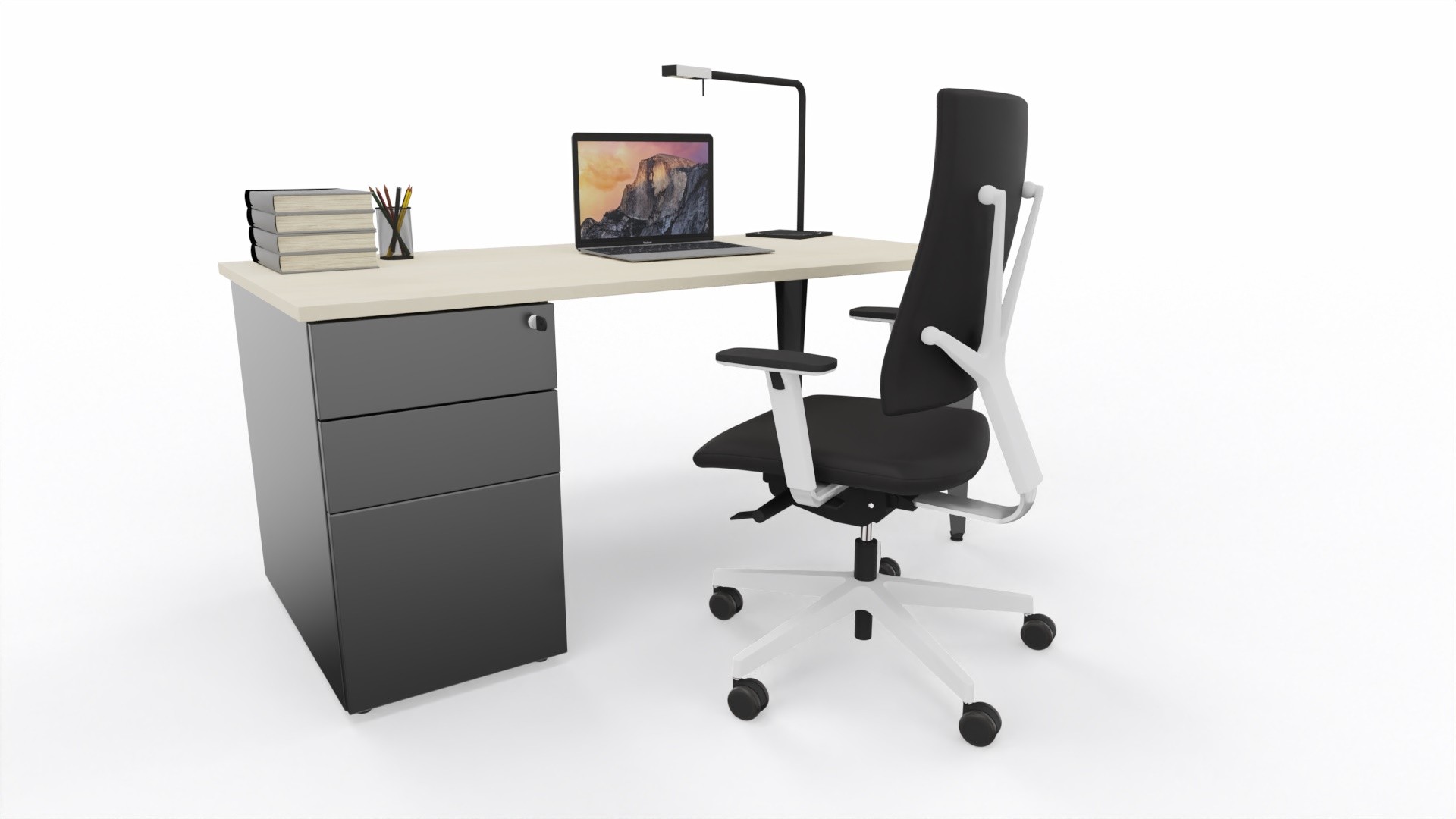 Główna galeria - Kontenerek biurowy stacjonarny duży metalowy Klea 336 czarny (5)