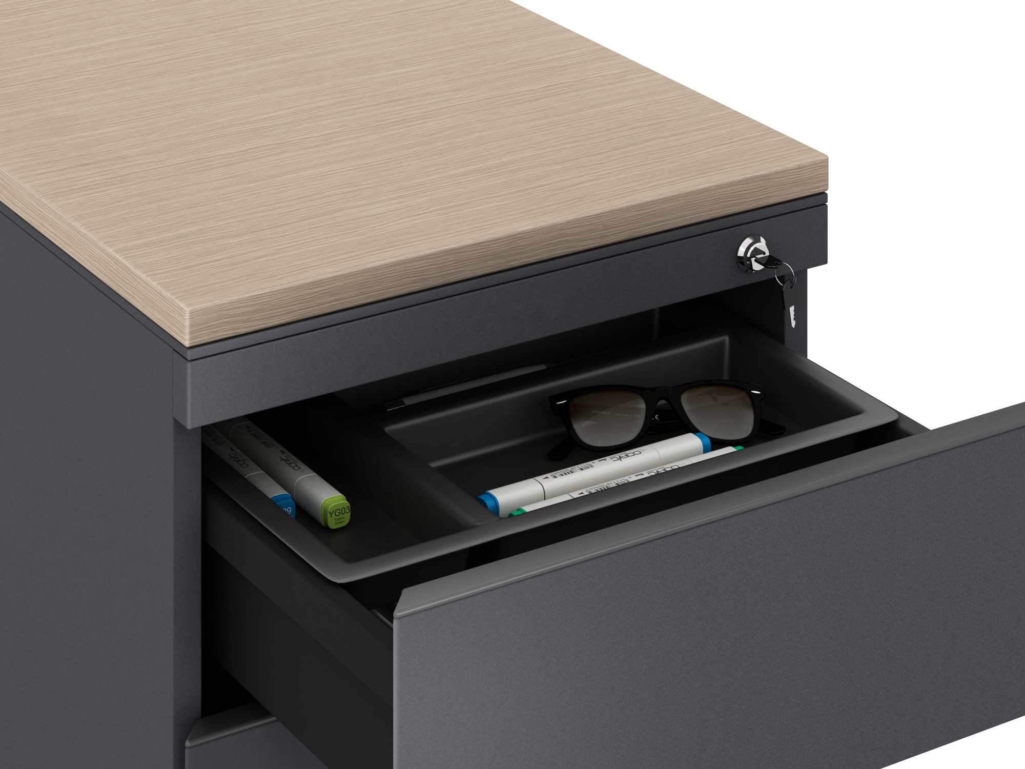 Główna galeria - Kontenerek biurowy stacjonarny duży metalowy Klea 336 czarny (8)