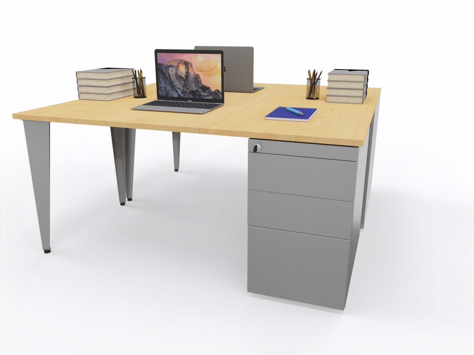 Główna galeria - Kontenerek biurowy stacjonarny duży metalowy Klea 336 szary (2)