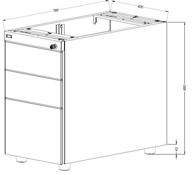 Główna galeria - Kontenerek biurowy stacjonarny duży metalowy Klea 336 srebrny (3)