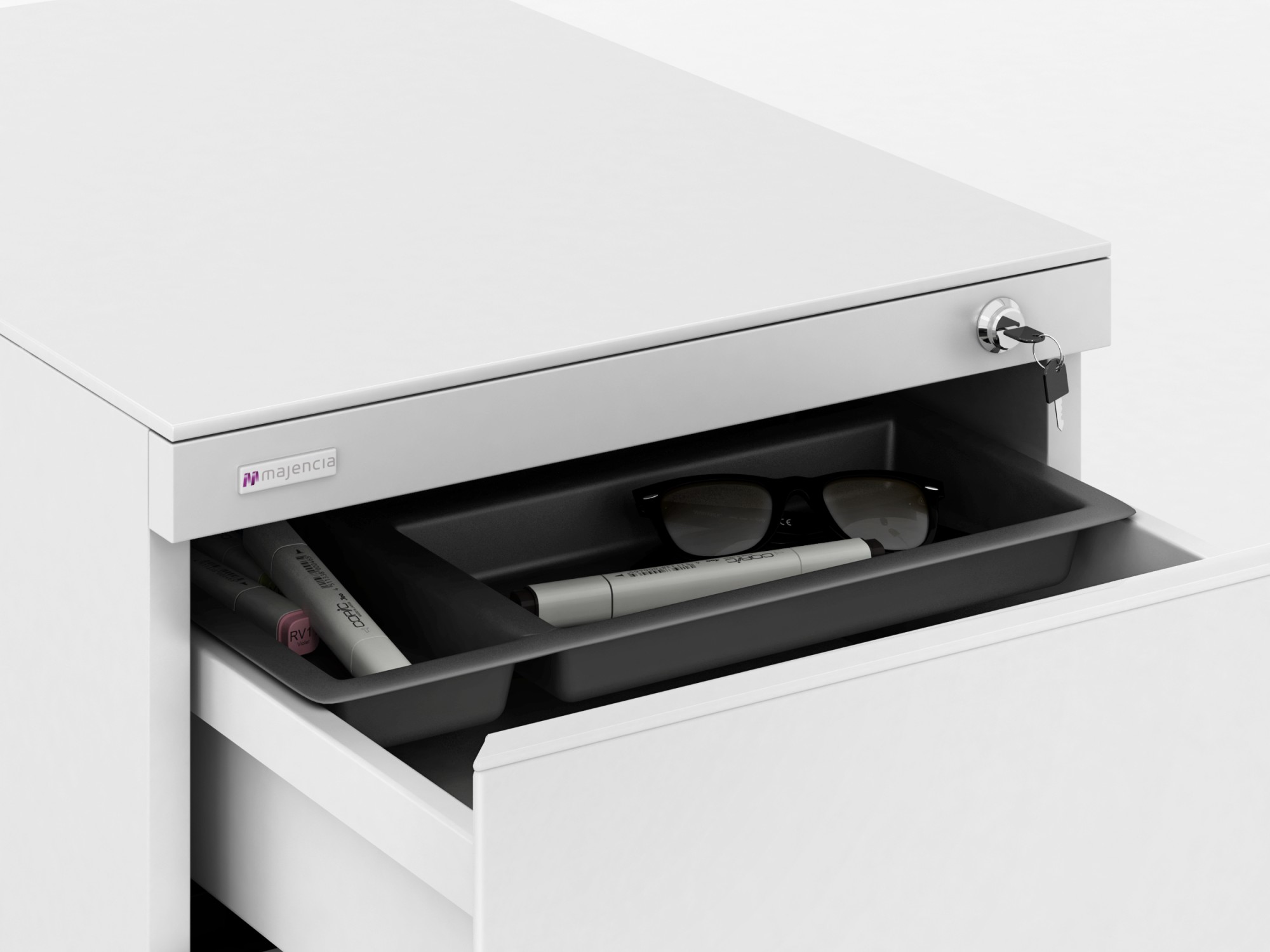 Główna galeria - Kontenerek biurowy stacjonarny duży metalowy Klea 336 srebrny (3)