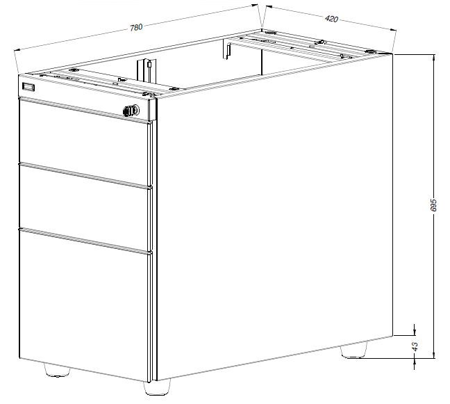Główna galeria - Kontenerek biurowy stacjonarny duży metalowy Klea 336 szary (6)