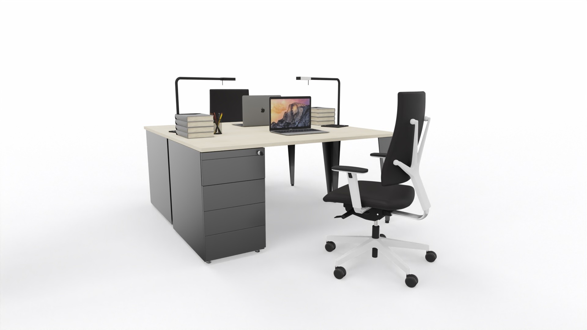 Główna galeria - Kontenerek biurowy stacjonarny duży metalowy Klea 3333 czarny (4)