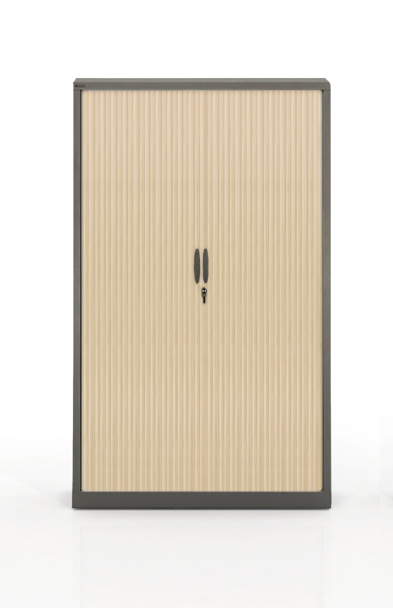 Szafa metalowa żaluzjowa firmy Majencia-Nowy Styl Filea 1980x1200 mm - Kolor Ciemnoszary + Dąb