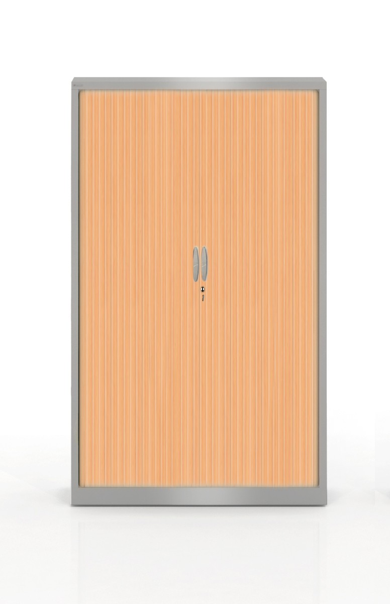 Szafa metalowa żaluzjowa firmy Majencia-Nowy Styl Filea 1980x1200 mm - Kolor Srebrny + Jabłoń