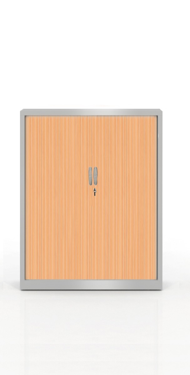 Szafa metalowa żaluzjowa Filea 1380 x 800 mm - Kolor Srebrny + Jabłoń