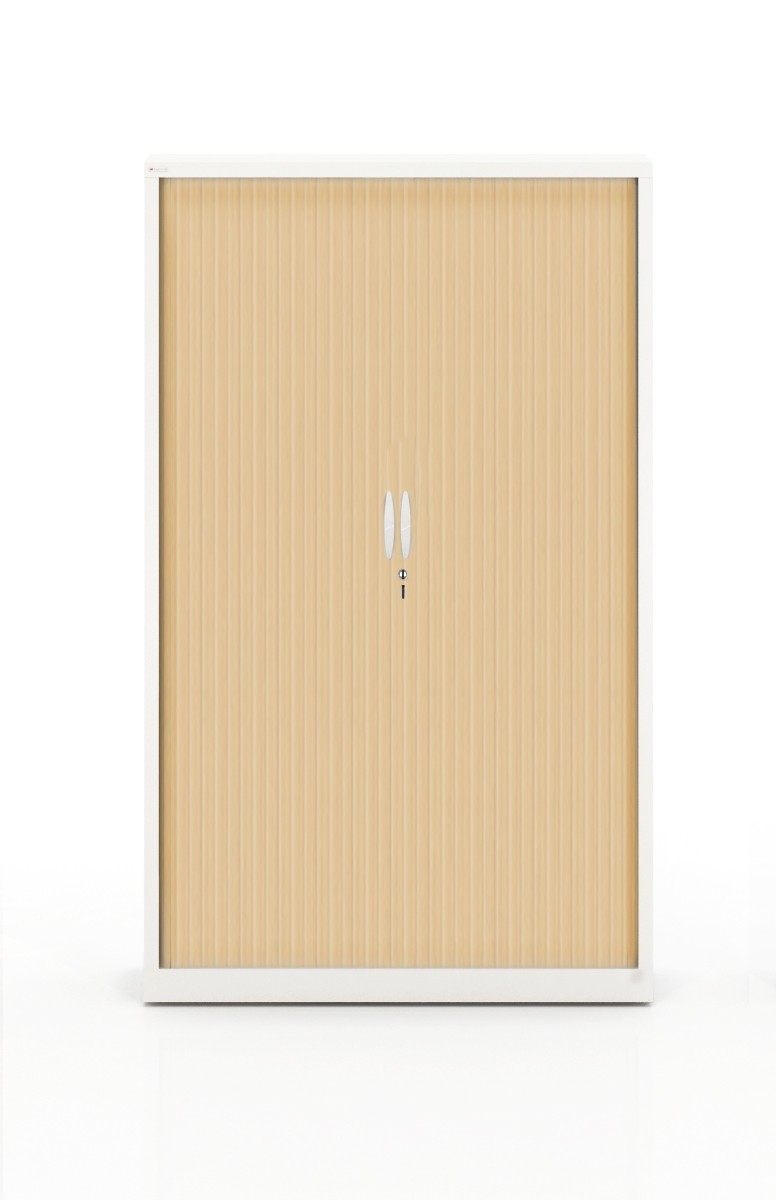 Szafa metalowa żaluzjowa firmy Majencia-Nowy Styl Filea 1980x1200 mm - Kolor Biały + Klon jasny