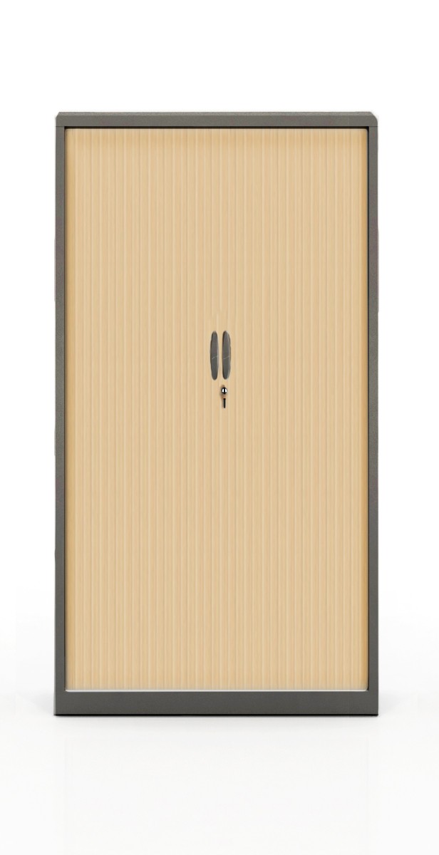 Szafa metalowa żaluzjowa firmy Majencia-Nowy Styl Filea 1980x1000 mm - Kolor Ciemnoszary + Klon jasny