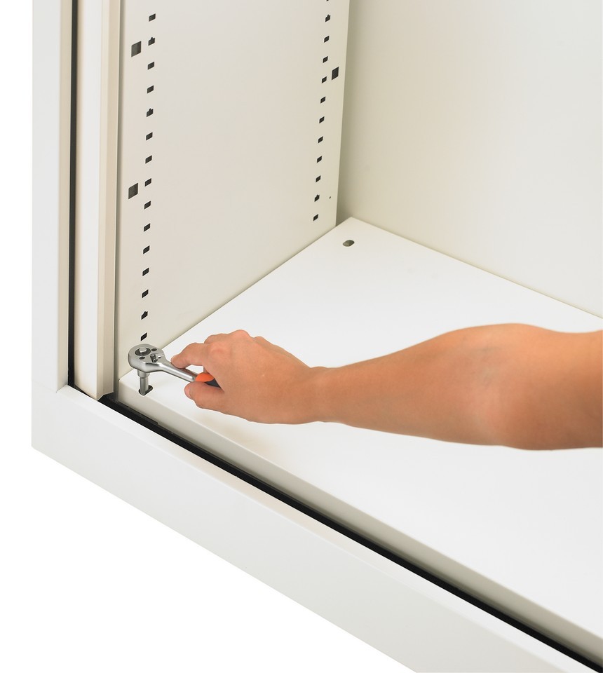 Główna galeria - Szafa metalowa żaluzjowa firmy Majencia-Nowy Styl Filea 1020x1000 mm - Kolor Srebrny + Klon jasny (5)