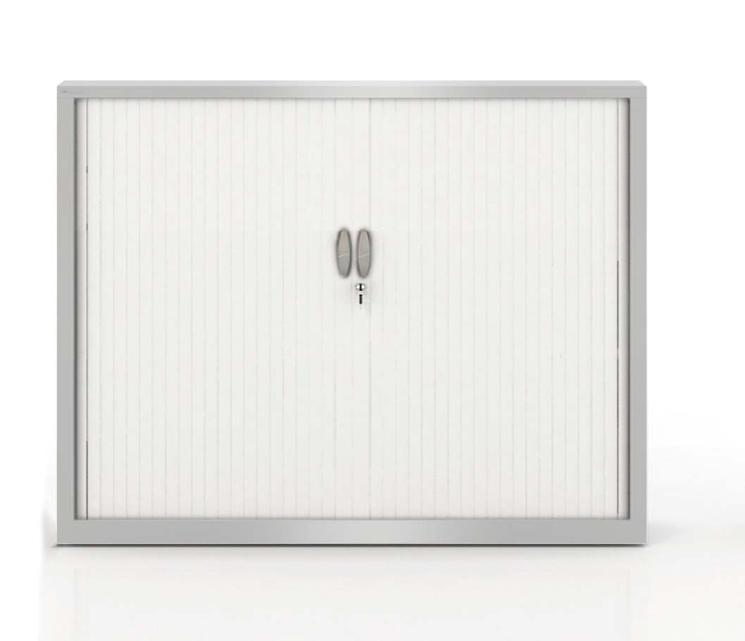 Szafa metalowa żaluzjowa firmy Majencia-Nowy Styl Filea 1020x1000 mm - Kolor Srebrny + Biały mat