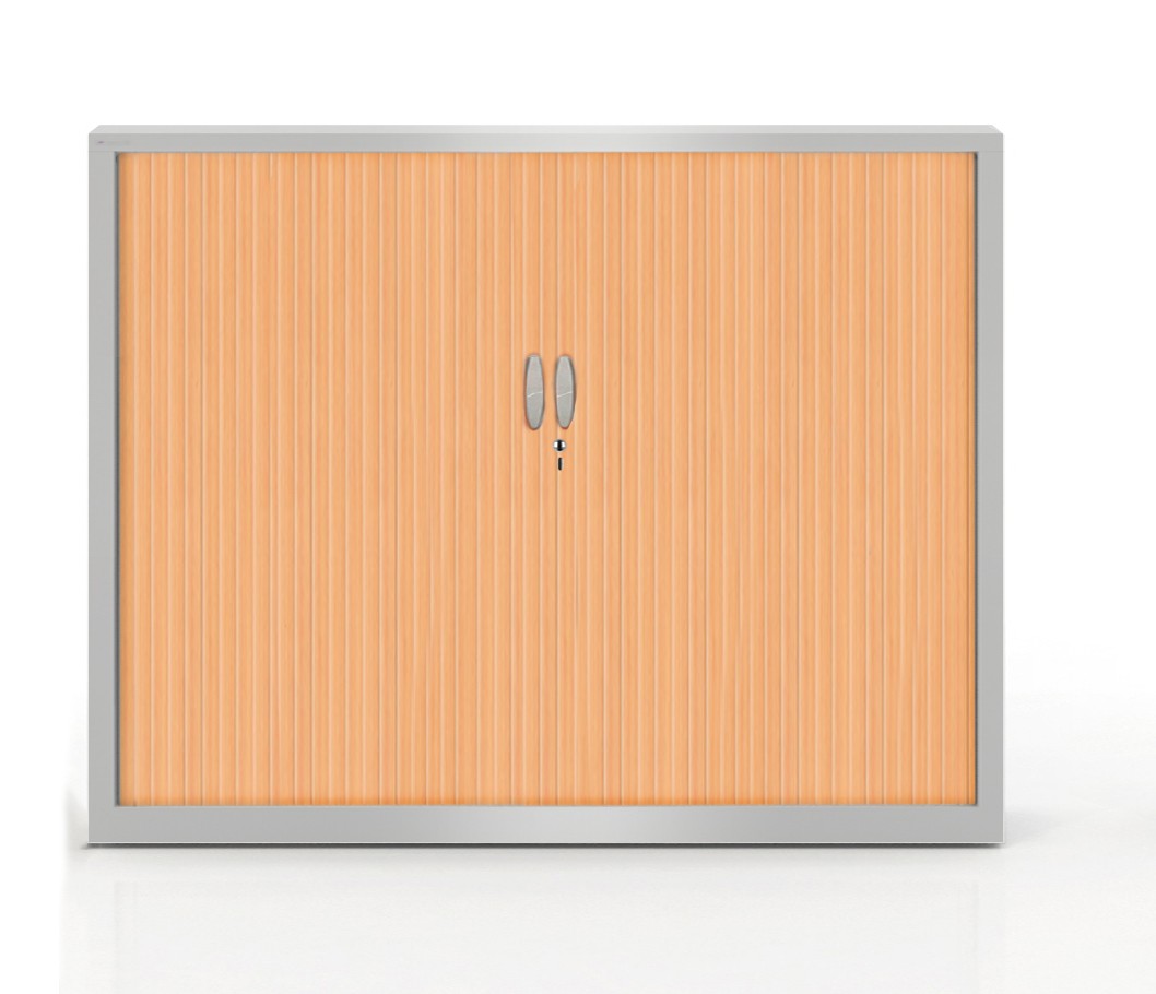 Szafa metalowa żaluzjowa firmy Majencia-Nowy Styl Filea 1020x1000 mm - Kolor Srebrny + Jabłoń