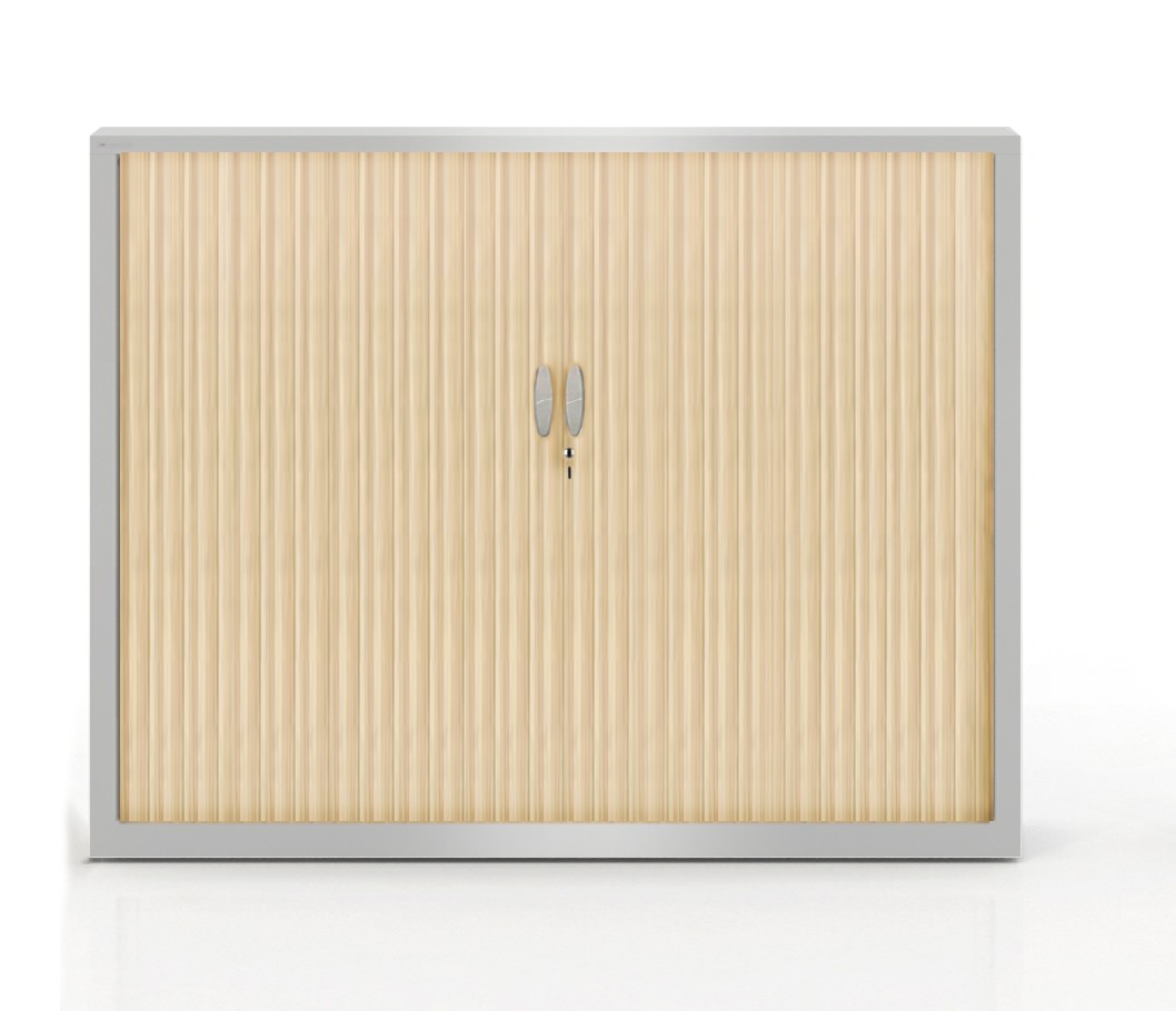 Szafa metalowa żaluzjowa firmy Majencia-Nowy Styl Filea 1020x1000 mm - Kolor Srebrny + Dąb