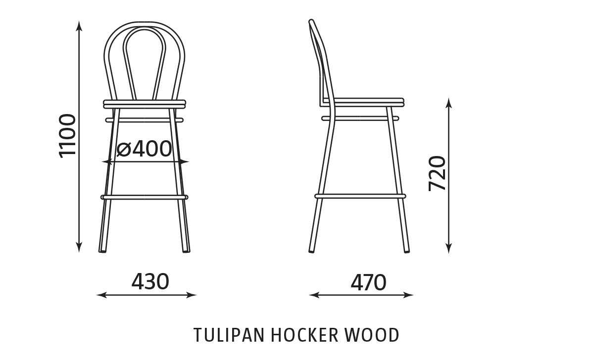 Główna galeria - Stołek barowy TULIPAN HOCKER CR/RAL WOOD (2)