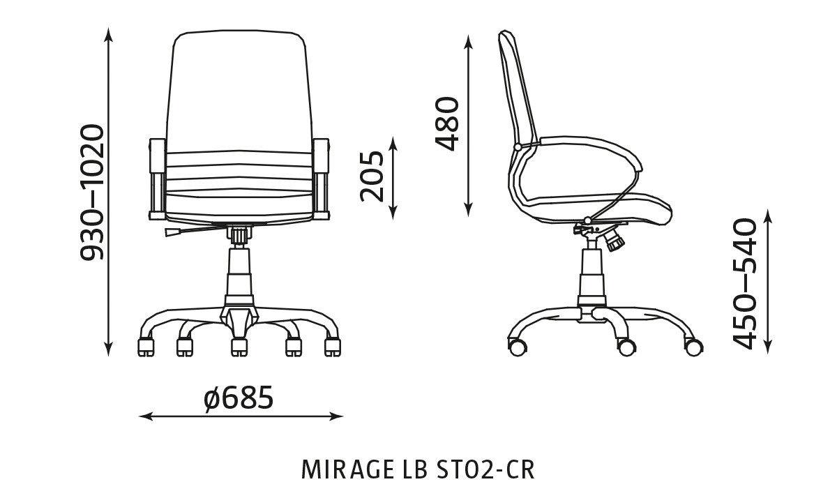 Główna galeria - Fotel obrotowy MIRAGE LB ST02-CR (2)